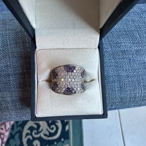 Elegant Amethyst White Sapphire Silver Women's Ring